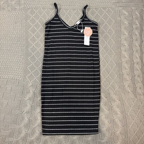 Baileys Blossoms Black and White Striped Body-con Maxi Dress ~ 3T - Picture 1 of 8
